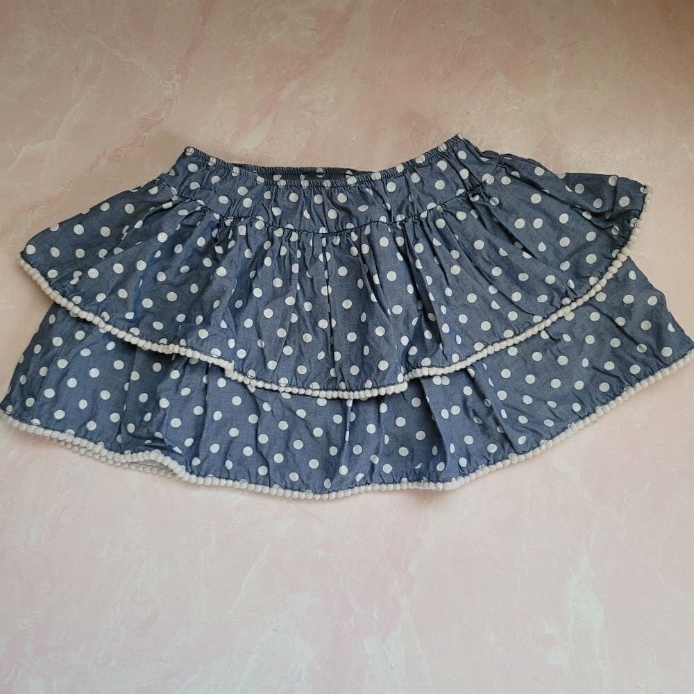 Polka dot ruffle mini skirt skort pull on
